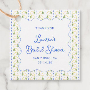 Étiquettes Cadeau Citrus citron bleu et Merci de Fête des mariées ja