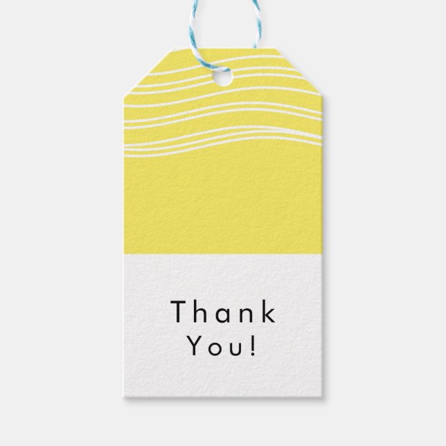 Étiquettes-cadeau Citrus Citron jaune et blanc Vague moderne Mariage (Devant)