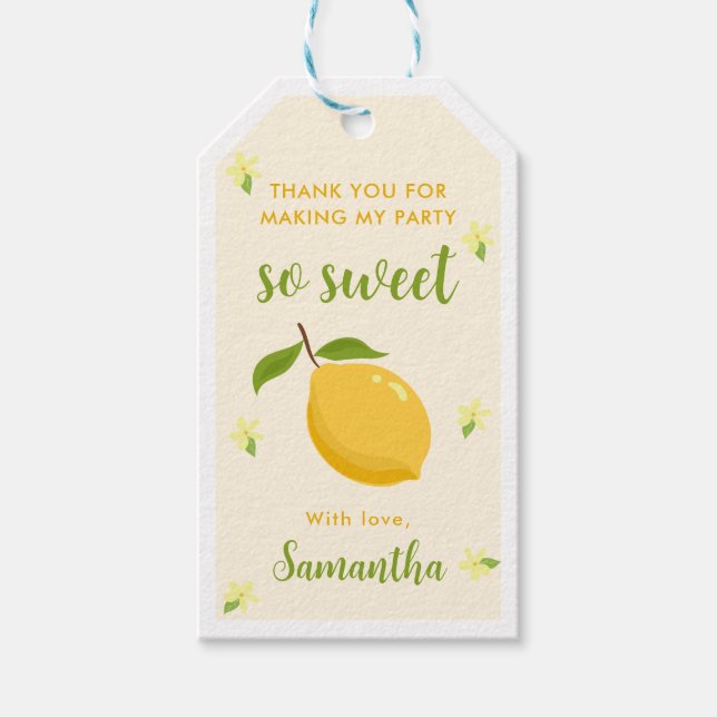 Étiquettes-cadeau Citrus citron mignonne 1er anniversaire (Devant)