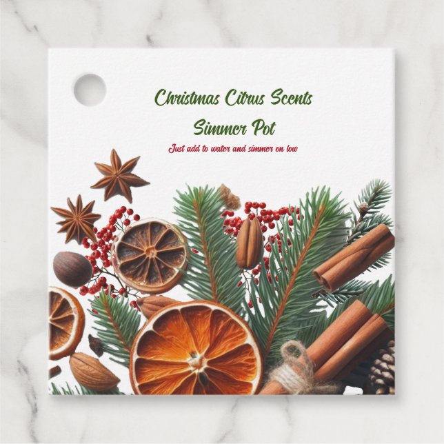 Étiquettes Cadeau Citrus de Noël Simmer Pot (Devant)