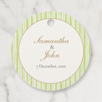 Étiquettes Cadeau Citrus Green Striped Retro Wedding Thank You