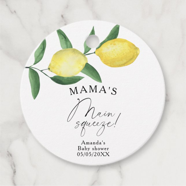 Étiquettes Cadeau Citrus Lemon - Le baby shower principal de Mama (Devant)