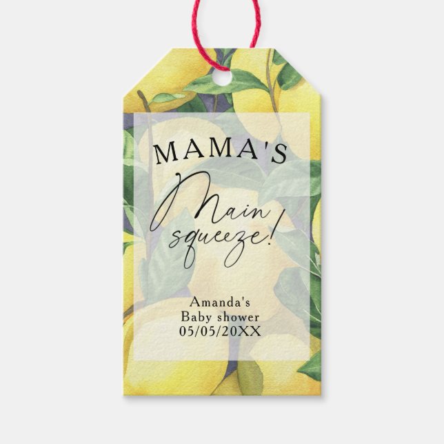 Étiquettes-cadeau Citrus Lemon - Le baby shower principal de Mama (Devant)
