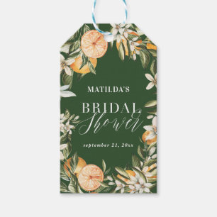 Étiquettes-cadeau Citrus, oranger + fleur fête de la douche nuptiale