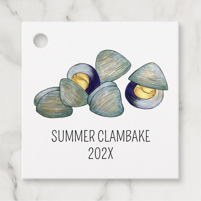 Étiquettes Cadeau Clams Clambake Rhode Island Nouvelle-Angleterre (Devant)