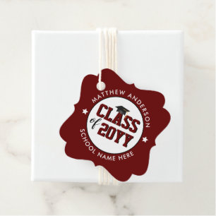 Étiquettes Cadeau Classe de 2024 Classic Burgundy Graduation Party