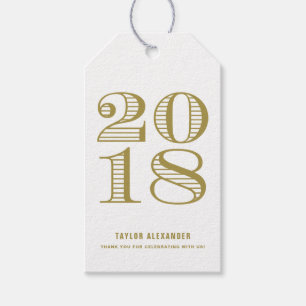 Étiquettes-cadeau Classe de Typographie Vintage d'or de 2018 Graduat