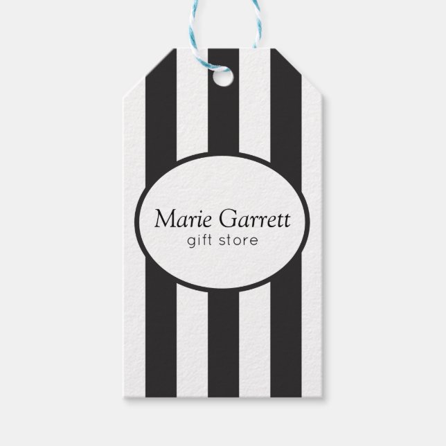 Étiquettes-cadeau Classic Black Stripes Business (Devant)