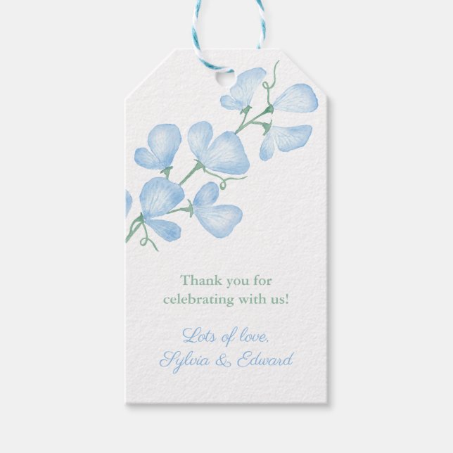 Étiquettes-cadeau Classic Blue Sweet Pea Boy Baby shower Favoriser T (Devant)