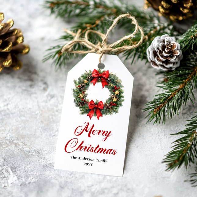 Étiquettes-cadeau Classic Christmas Wreath Personalized Gift Tags (Classic Christmas Wreath Personalized Gift Tag)
