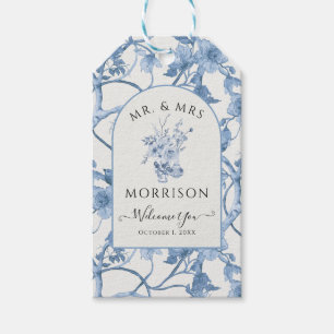 Étiquettes-cadeau Classic Elegant Bleu et Blanc Chinoiserie Mariage