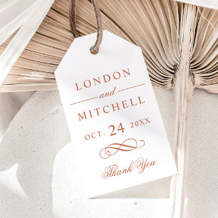 Étiquettes-cadeau Classic Elegant Terracotta Orange Mariage Monogram