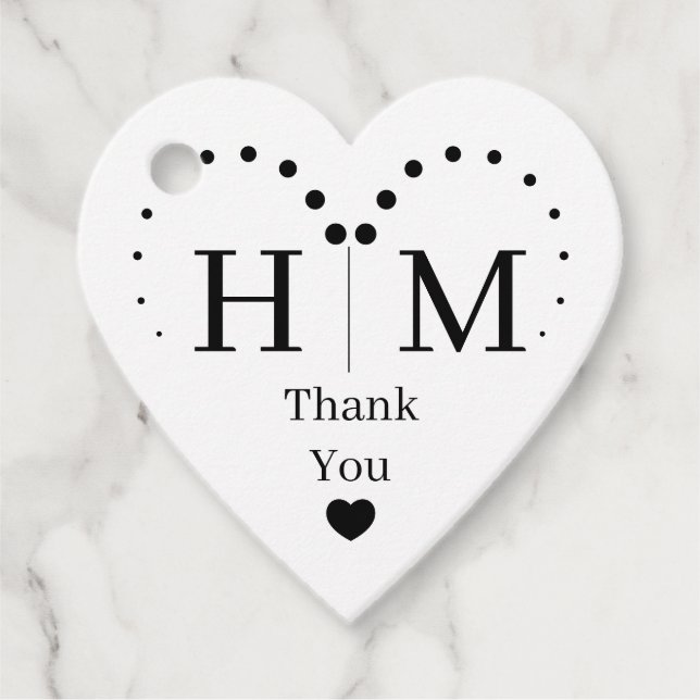 Étiquettes Cadeau Classic Monogram Wedding Heart Border (Devant)