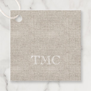 Étiquettes Cadeau Classic Monogramme blanc Initiales Neutre Linge Ca