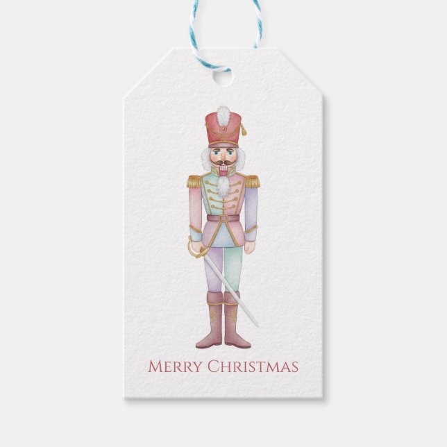 Étiquettes-cadeau Classic Nutcracker Soldier Merry Christmas (Devant)