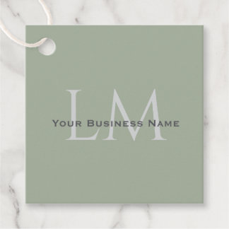 Étiquettes Cadeau Classic Sage Green Monogram Business Branding
