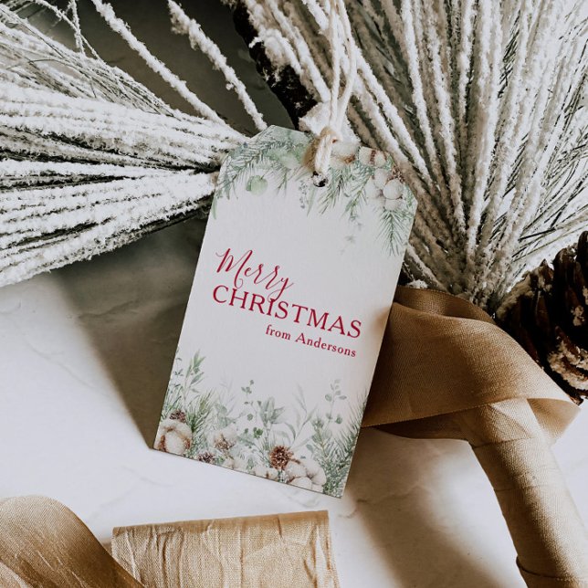 Étiquettes-cadeau Classic Traditional Greenery Merry Christmas (Créateur téléchargé)