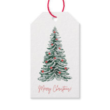Classic Watercolor Christmas Tree Gift Tags 