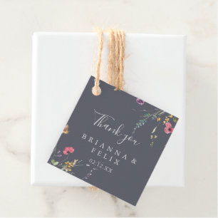 Étiquettes Cadeau Classique Bleu Fleur Mariage Faveur Tags