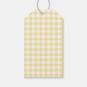 Étiquettes-cadeau Classique En vichy canari jaune