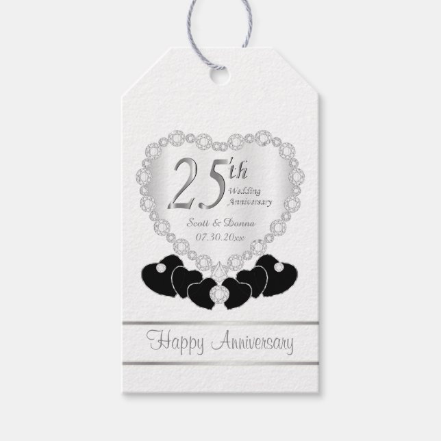 Étiquettes-cadeau Classy 25th Silver Mariage Anniversary (Devant)