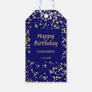 Étiquettes-cadeau Classy Egypt Gold Sprinkings Marine Blue Anniversa