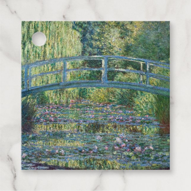 Étiquettes Cadeau Claude Monet - Eau Lily étang, Harmonie verte (Devant)