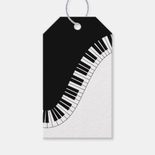 Étiquettes-cadeau Clavier de piano design de musique noir et blanc