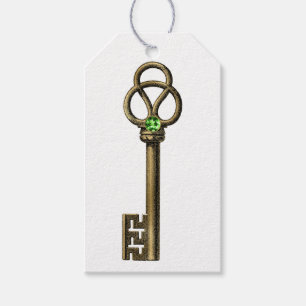 Étiquettes-cadeau Clé Vintage Emerald Gemstone