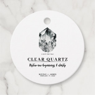 Étiquettes Cadeau Clear Quartz Crystal Début & Clarity Mariage