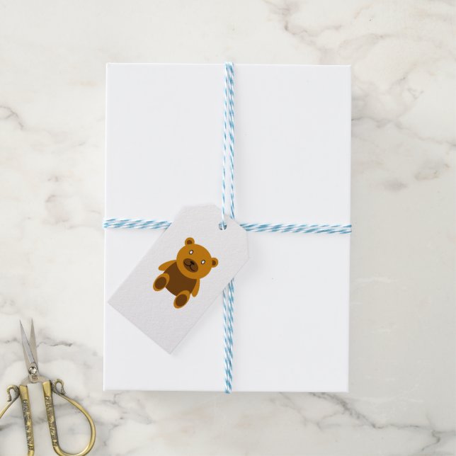 Étiquettes-cadeau Clipart Brown de nounours (Avec de laficelle)