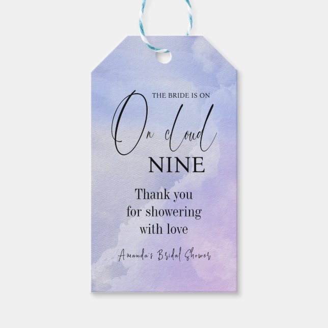 Étiquettes-cadeau Cloud Neuf 9 Calligraphie Fête des mariées bleue F (Devant)