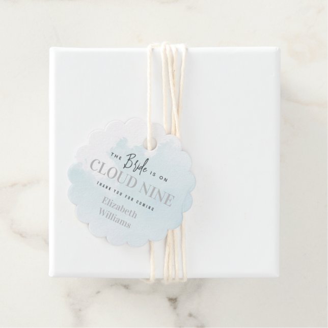 Étiquettes Cadeau Cloud Neuf Merci Fête des mariées (En situation)