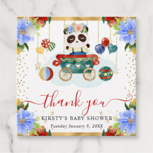 Étiquettes Cadeau Clown Panda Train Fleurs Baby Shower
