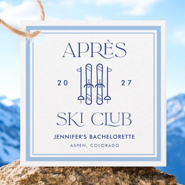 Étiquettes Cadeau Club Apres Ski Fête de Bachelorette de Ski d'Hiver (Créateur téléchargé)