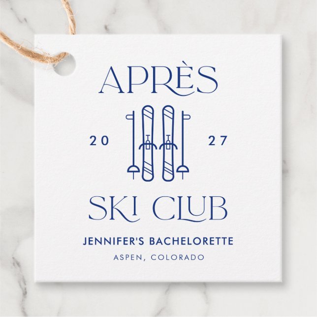 Étiquettes Cadeau Club Après Ski Fête de Neige Ski Enterrement de Vi (Devant)