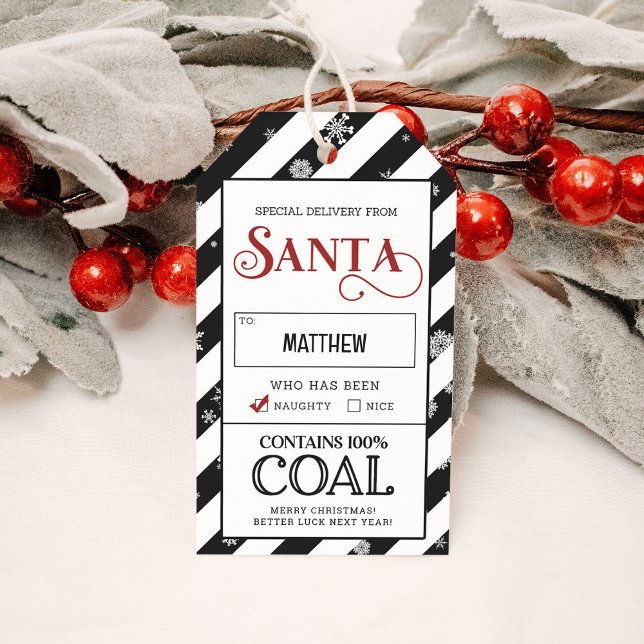 Étiquettes-cadeau Coals Special Delivery Naughty List Santa (Créateur téléchargé)