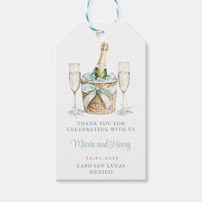 Étiquettes-cadeau Coastal Toast | Beach Wedding (Devant)