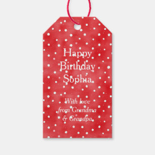 Étiquettes-cadeau Coccinelle Rouge Points Blancs Anniversaire