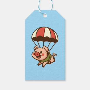 Étiquettes-cadeau Cochon de parachutisme