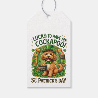 Étiquettes-cadeau Cockapoo Saint-Patrick Pot d'or Chien Chanceux