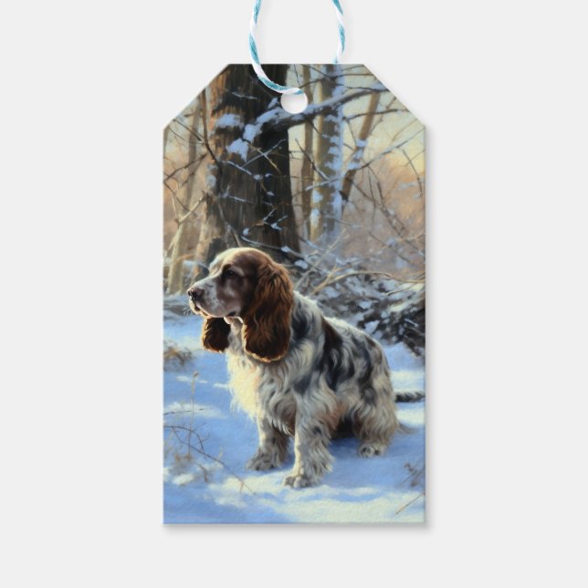Étiquettes-cadeau Cocker Spaniel Laisser Neige Noël (Devant)