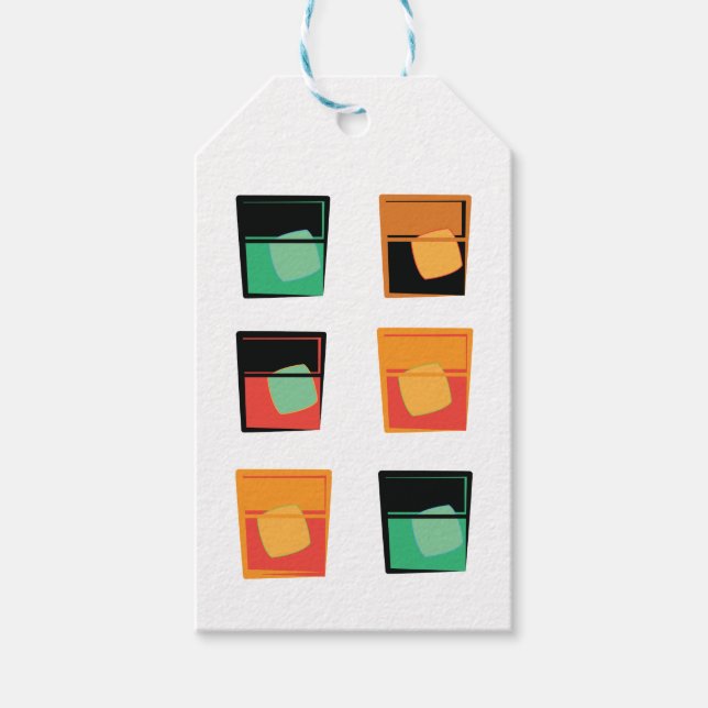 Étiquettes-cadeau Cocktail/Lunettes Bourbon en blanc - Balises cadea (Devant)