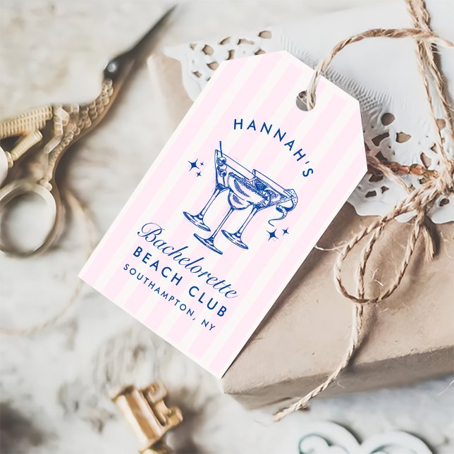 Étiquettes-cadeau Cocktail moderne rétro Bachelorette Bleu (Créateur téléchargé)