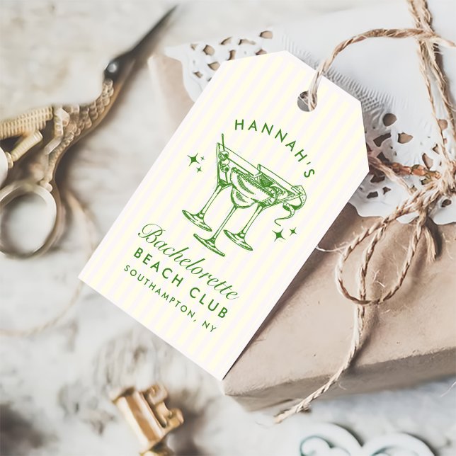 Étiquettes-cadeau Cocktail moderne rétro Bachelorette Vert (Créateur téléchargé)