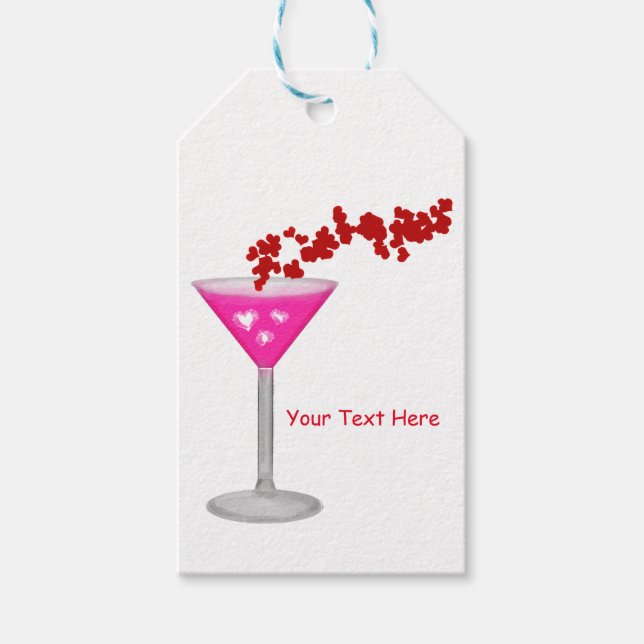 Étiquettes-cadeau Cocktail Pink Valentine's Day sur mesure Fête Fave (Devant)