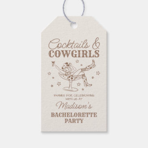 Étiquettes-cadeau Cocktails Beige et Cowgirls Rodeo Bachelorette