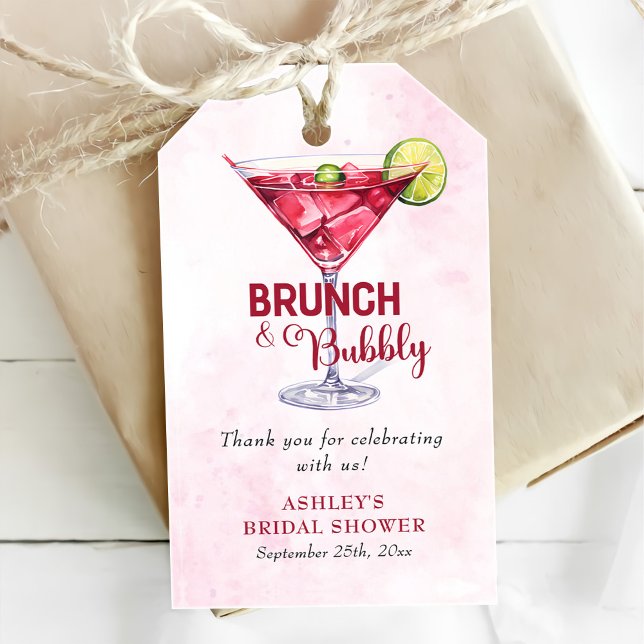 Étiquettes-cadeau Cocktails Brunch & Bubbly Fête des mariées (Créateur téléchargé)