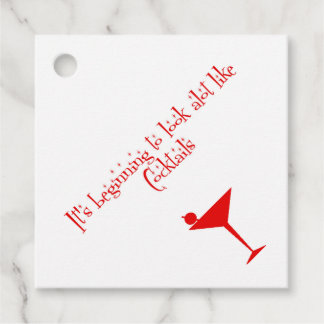 Étiquettes Cadeau Cocktails de Noël Retro les années 50 Style Papier