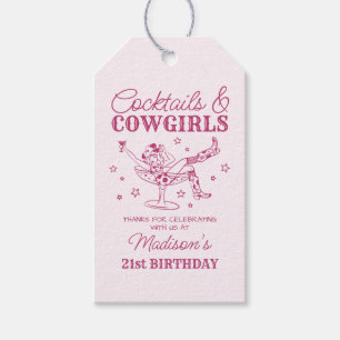Étiquettes-cadeau Cocktails roses et rodéo de cow-girls Cadeau de fê